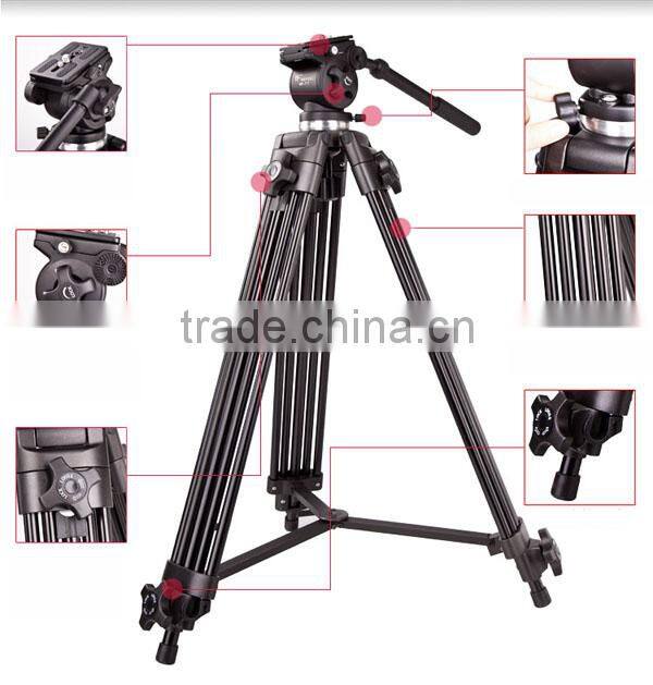 Professional Video Tripod heavy duty with fluid pan head for camera film photography WT717