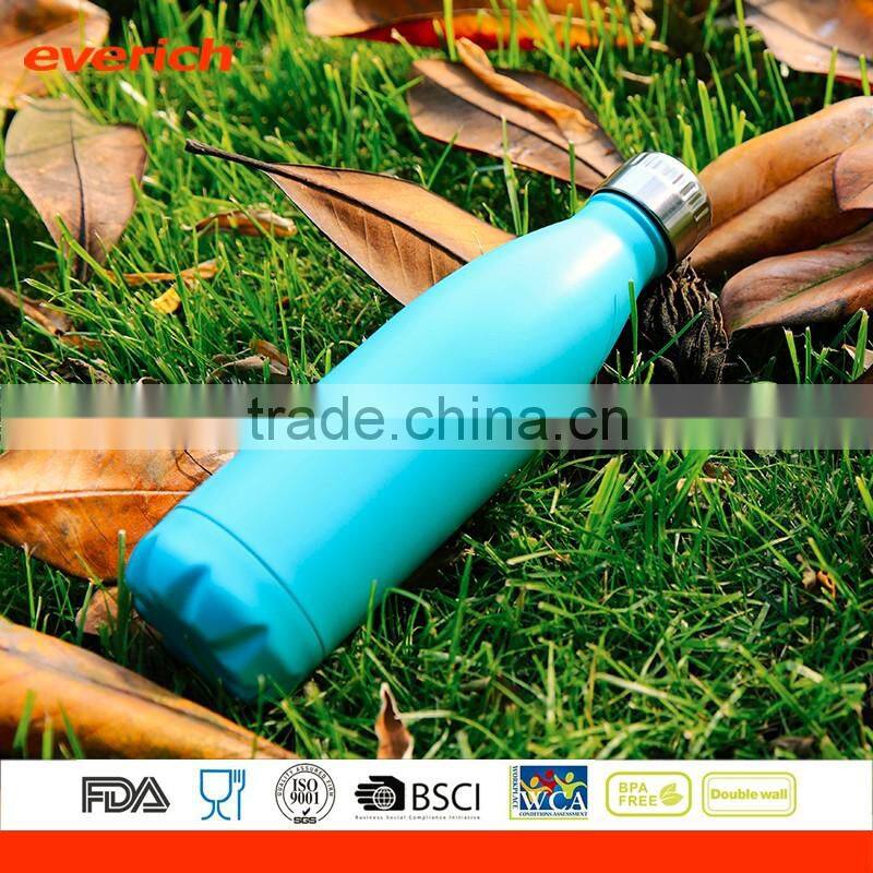 Double Wall Stainless Steel Vacuum Insulated Water Bottle with Cola Shaped Powder Coating