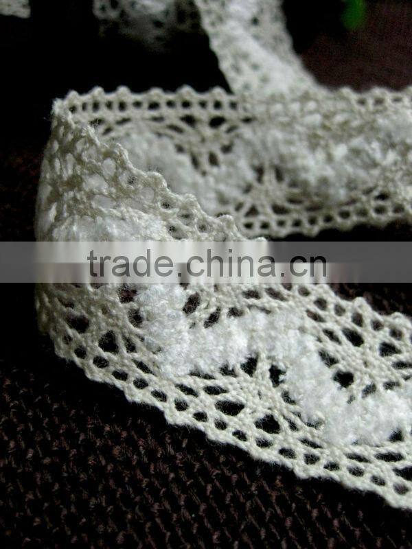 2.7cm Crochet Cotton Lace with lint for packing band wave design