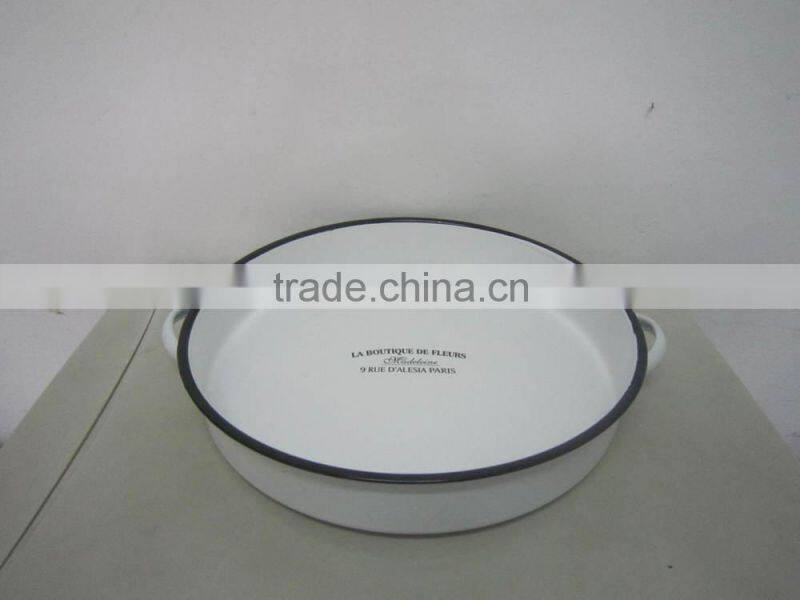 Round enamel tray, metal plate