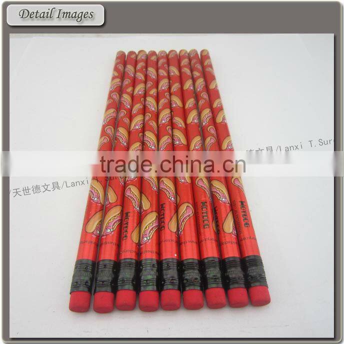 7 Inches School Wood Pencil With Red Eraser