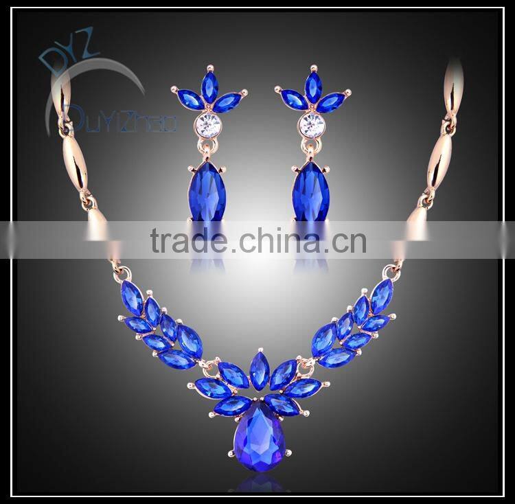 wholesale gold plated colored gemstone jewelry set in China