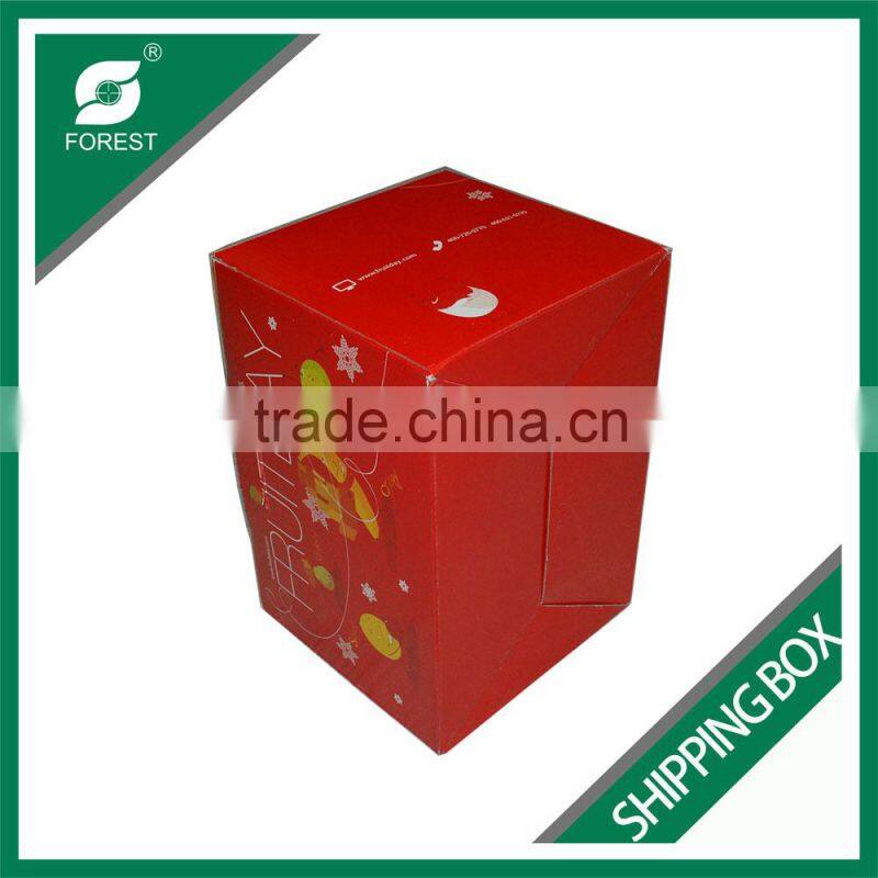 CORRUGATED FRUIT SHIPPING BOX FULL PRINTING SHIPPING BOX WITH PLASTIC HANDLE FOR PACKING FRESH FRUIT