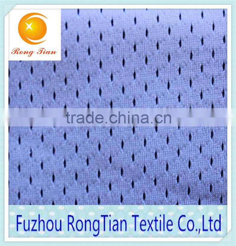 Breathable white polyester hole mesh football shirt fabric