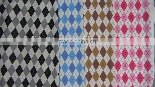 mickey mouse knit coffee diamond checks on white polyester milk fiber Spandex print italy fabric