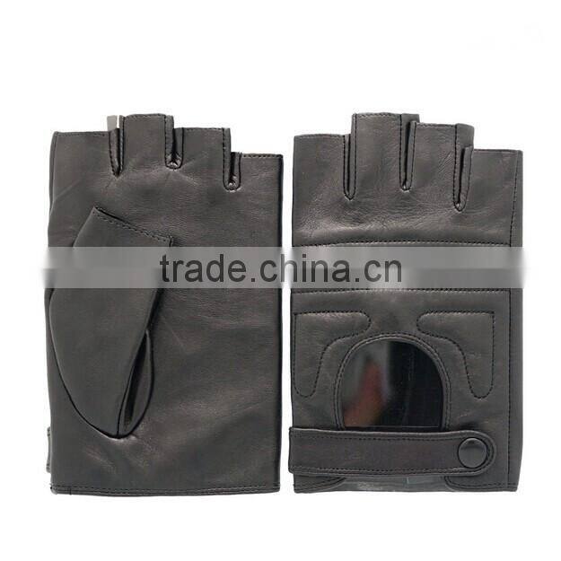 fashion Hollow out top sheep leaher car driving men fingerless gloves