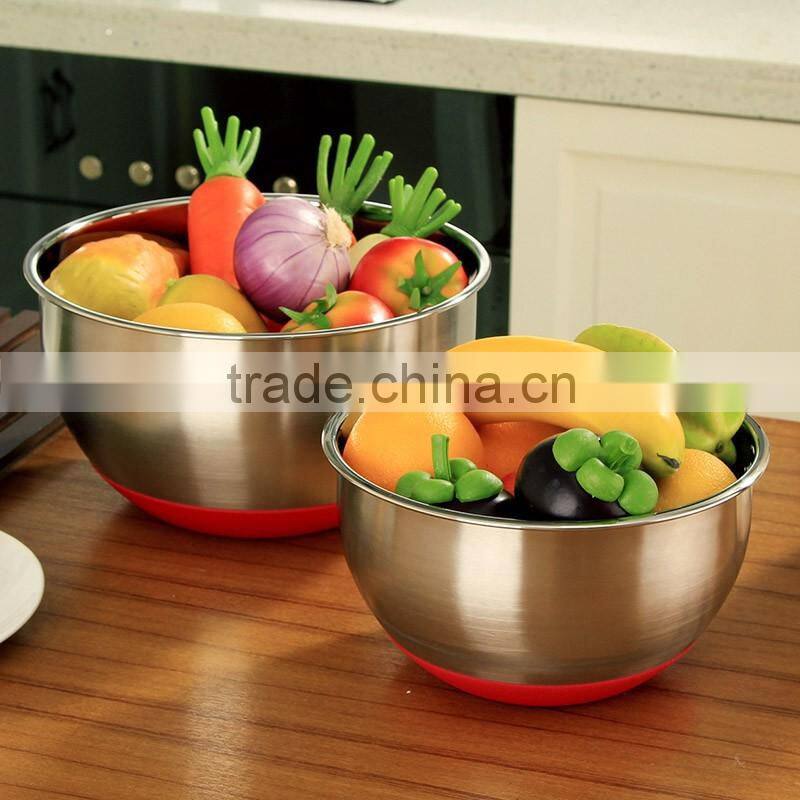 2016 Hot sale 3pcs Stainless Steel Non-Slip Mixing Bowl