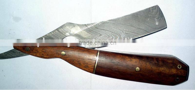 Damascus stainless steel straight Shaving Razor