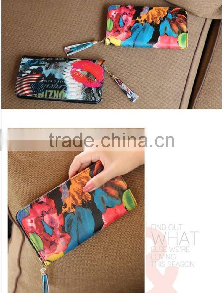 DIY flower print bag wallet with little string