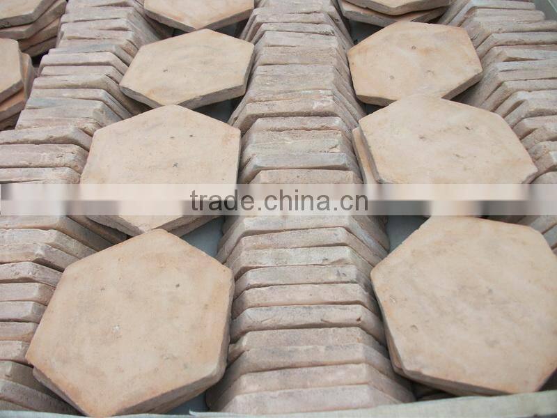 Handmade hexagon terracotta tiles