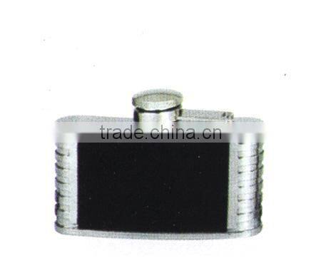 high quality 5oz s/s 18/8 duplex series hip flask with leather covered