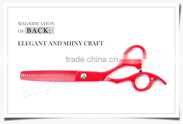 Fashion Red Teflon Coating Convex-edge Stainless Steel hair thinning shears