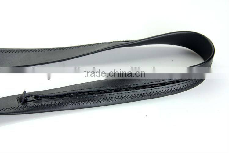 Men's Travel Black Genuine Leather Money Belt with Slide Buckle Sizes 32 through 50