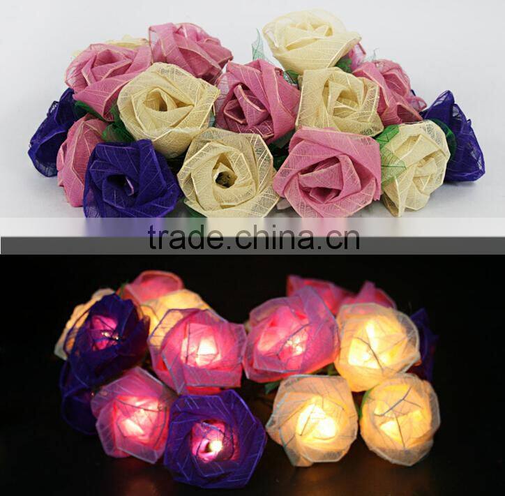 New Handmade Decoration Lighting Multicolor Rose Flower Design String Lights For Holiday, Party, Wedding, Christmas/Xmas Gift