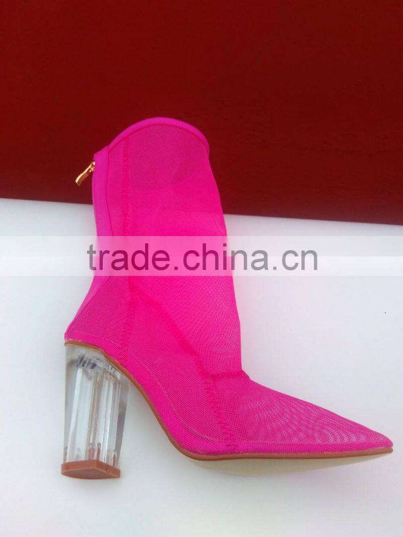 CX340 clear heel mesh upper dressing boot