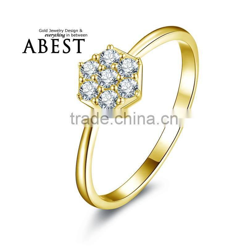 Cluster Solitaire Ring 10K Yellow Gold Micro Pave Engagement Wedding Ring Lady's Fashion Jewelry Ring