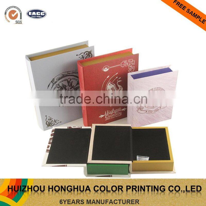 Decorative Wooden Book Shape Box Synthetic Leather Fake Book Gift Box