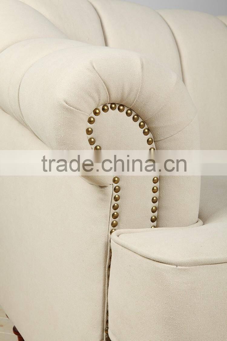 Classical style solid wood 2 seater sofa, fabric sofa