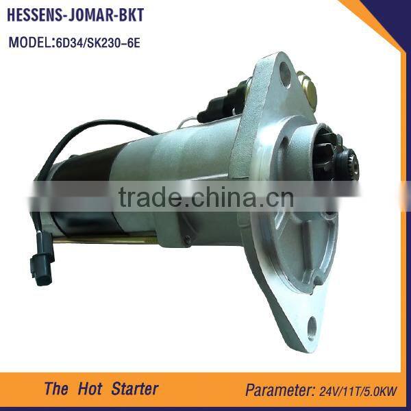 Construction machine engine part electric starter for SK230-6E 6D34
