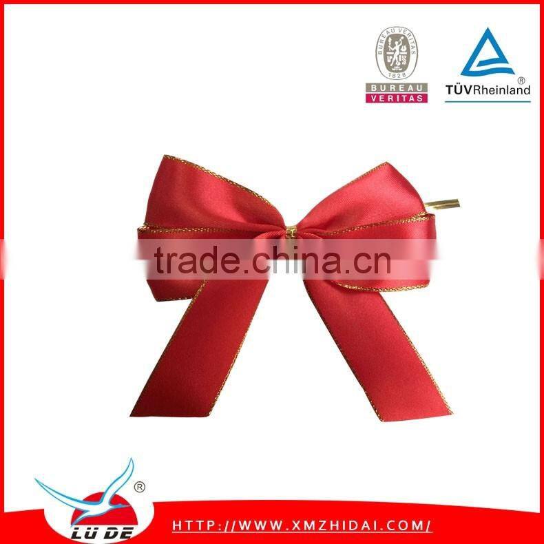 Gift packing use red pre tie hair satin ribbon bow