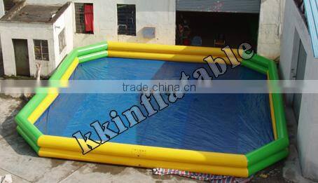 portable hard plastic swimming pools with water slide, inflatable adult swimming pool china KKSP-L002