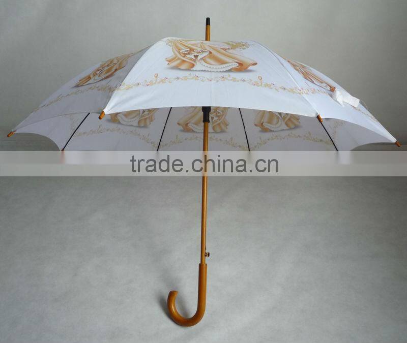 Promotional picture printing umbrella wooden umbrella