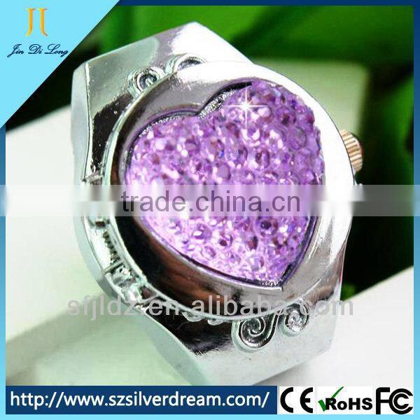 2014 China Made Crystal Diamond New Design Ladies Finger Ring Watch