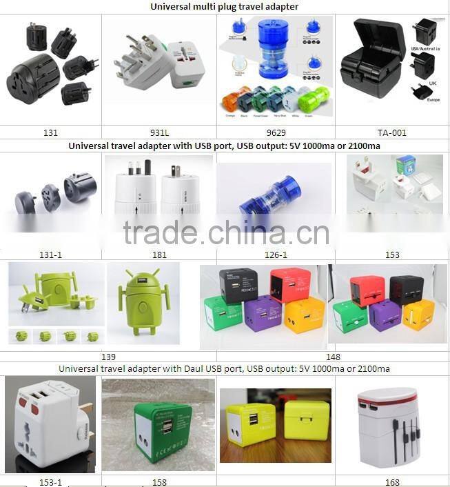 Top quality CE international converter 2500mah travel adapter with USB