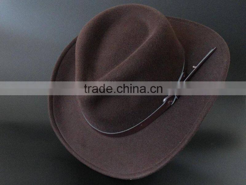 Plain Dyed Pattern and 100% Wool Material cowboy hat with string