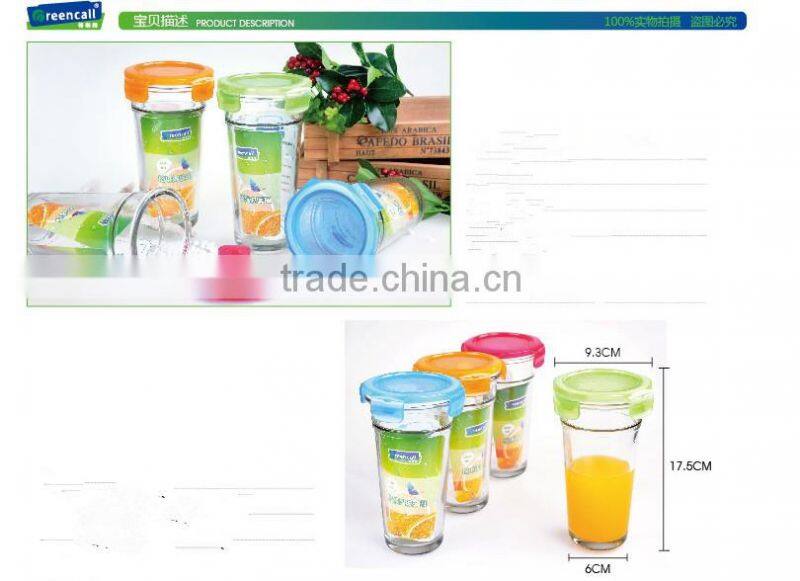 400ml clear glass cup with PP lid