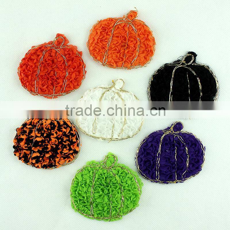 fashion wholesale chiffon pumpkin flowers, halloween hair accessories