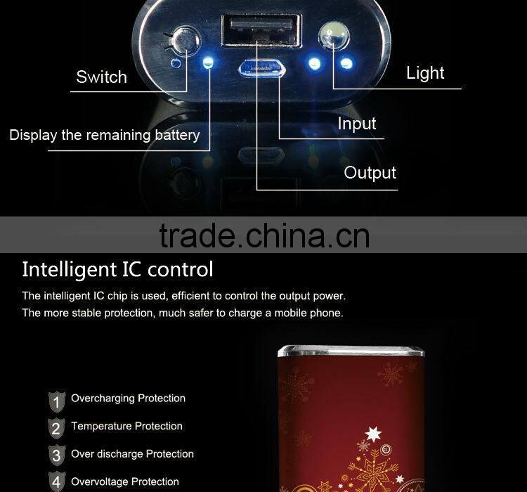 2015 new invention CE&FCC&ROHS&MSDS bright torch light power bank 5200 for businessman