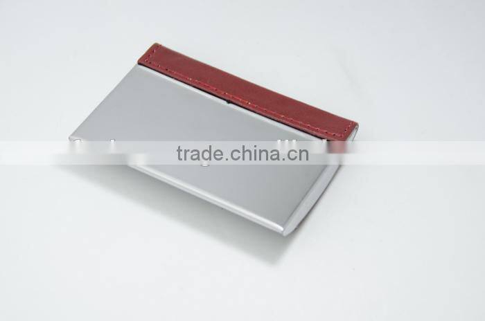 PU leather+stainless steel fashion temperament high-grade business card case for man and women