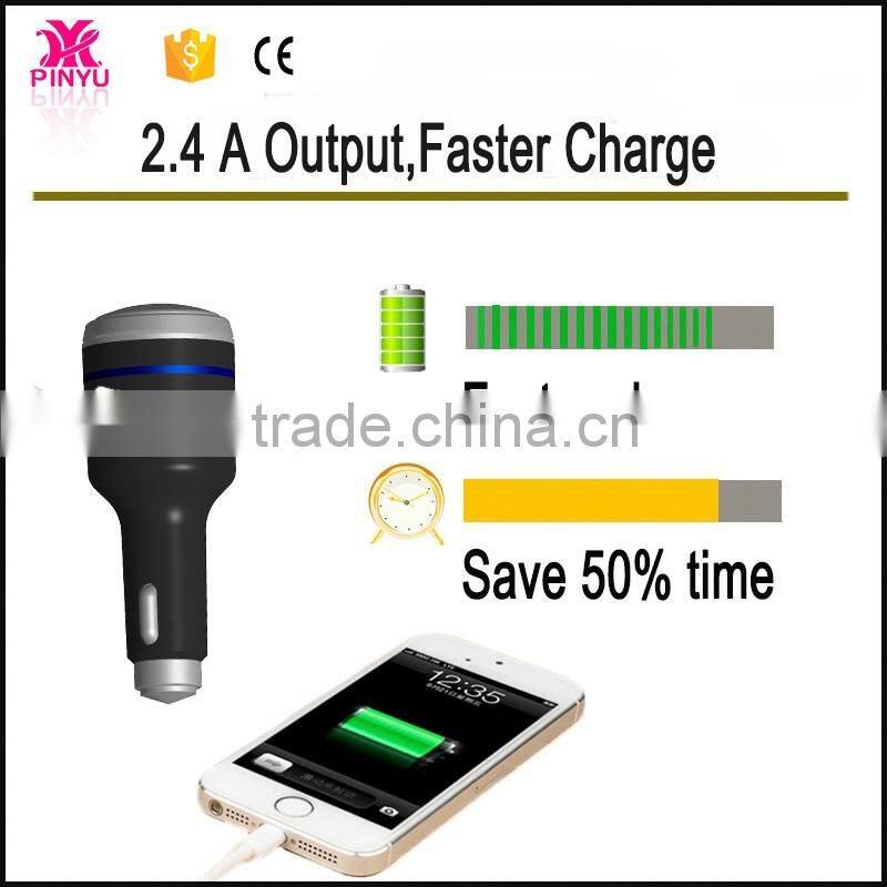 Tactical outdoor electronic innovative car charger with LED and harmmer for Self-help