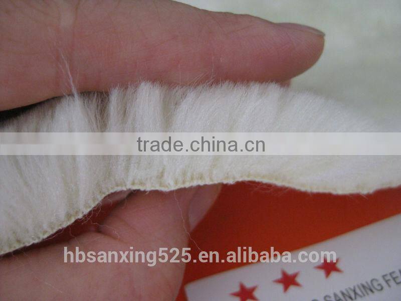 100% merino wool pile, wool length 10-35mm,250-1250GSM