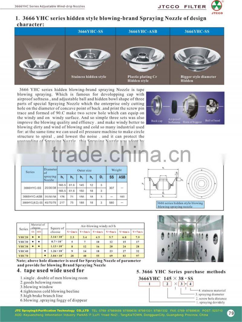 air shower spray nozzle for clean room