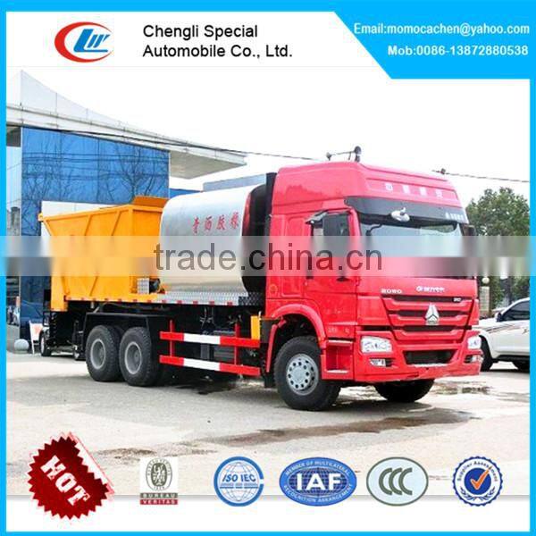 10 wheelers sprayer spreader&synchronous chip,road construction chip spreader with 8cbm bitumen and 12cbm stone