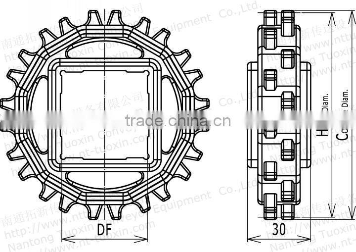 Injection Moulded Plastic Sprocket for 2500 Modular Belt