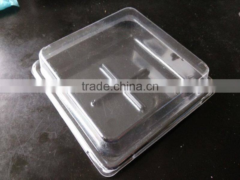 Plastic square small cake puff pastry container box with lid