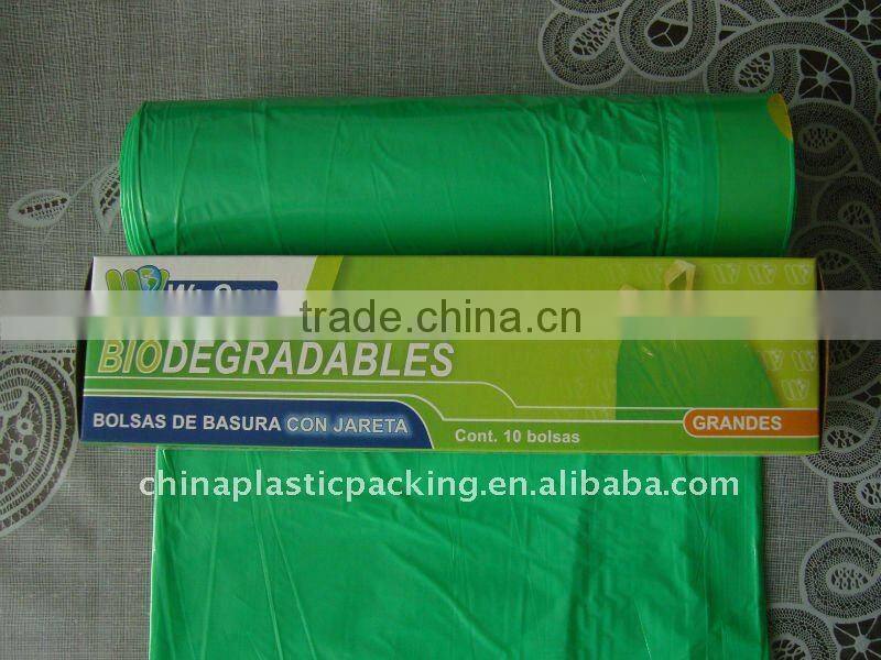 ldpe/hdpe garbage bag with drawstring on roll