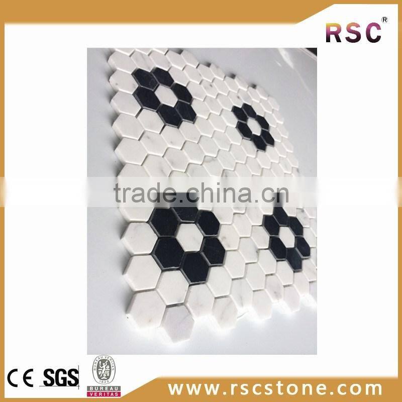 White hexagon marble mosaic tile