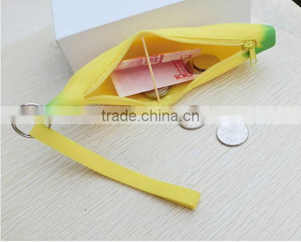 New fashion yellow banana shape change silicone pocket, silicone coin purse