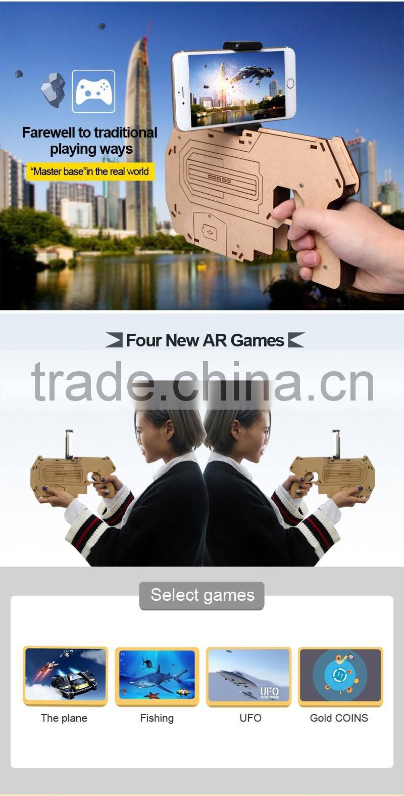 wholesale bluetooth funny Ar gun wooden toy 3d Ar gun game