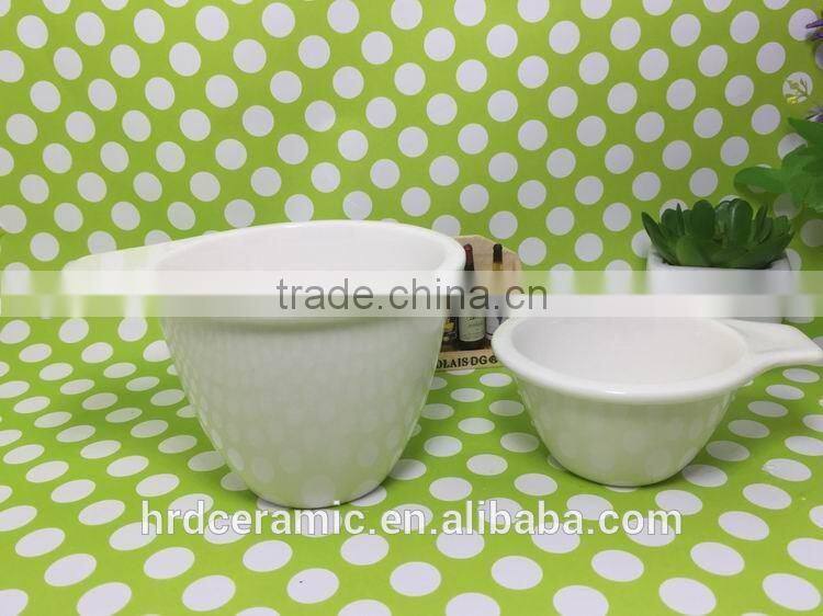 Stocked Popular White Ceramic Bowl ceramic dished with single Handles