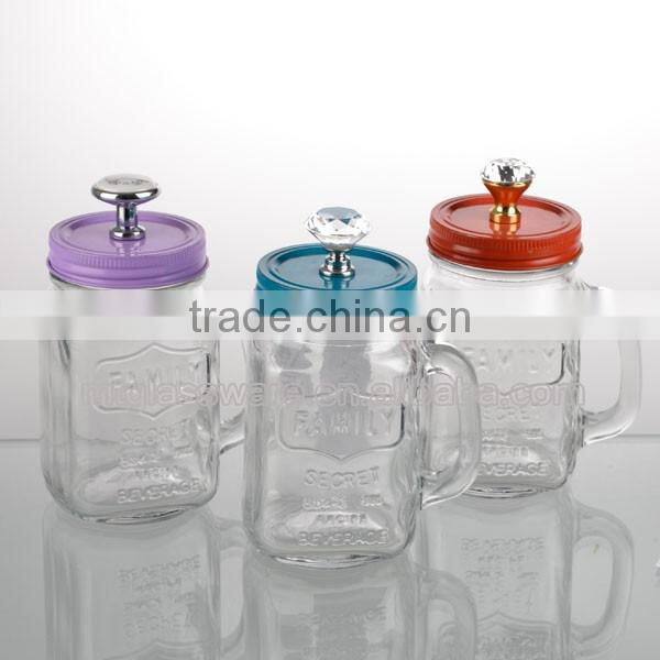 14oz delicate mason jars 3colors lid with diamond
