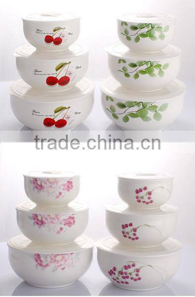 New 3pcs high quality white colorful porcelain pasta bowl sets