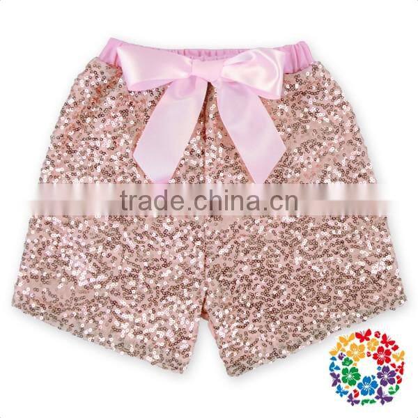Baby Girls Gorgeous Gold Rose Short Sequin Pants Bow Knot Icing Shorts