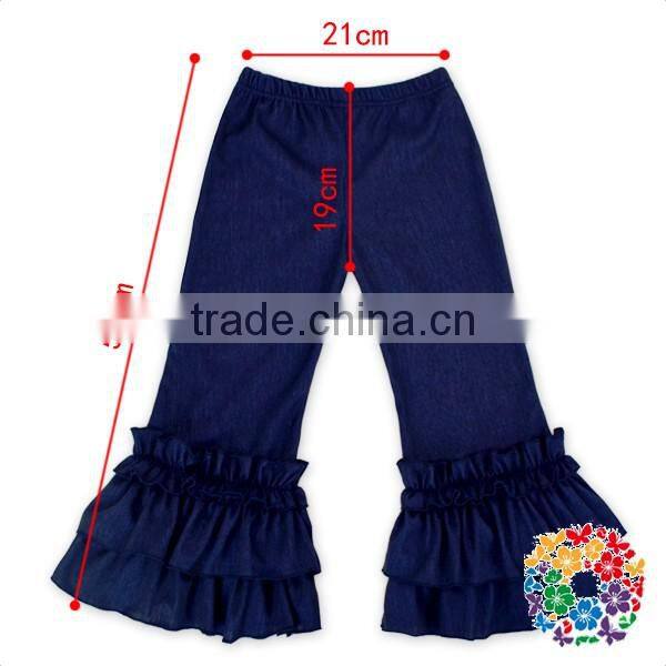 Navy Blue Elastic Denim Jeans Pants Kids To China Wholesale Girls Ruffle Pants