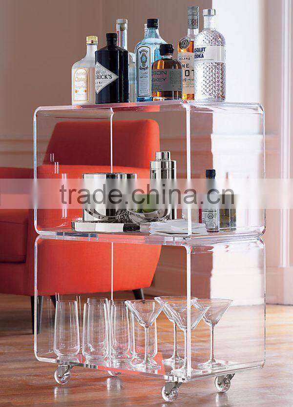 Alibaba supplier wholesale acrylic lucite dinning serving trolley cart