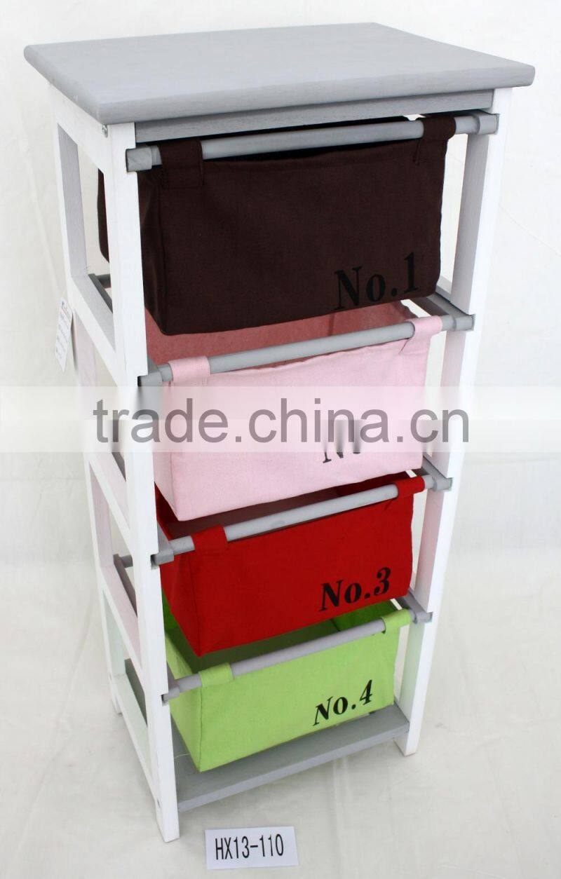 K/D space saving colorful fabric drawer wooden frame file cabinet